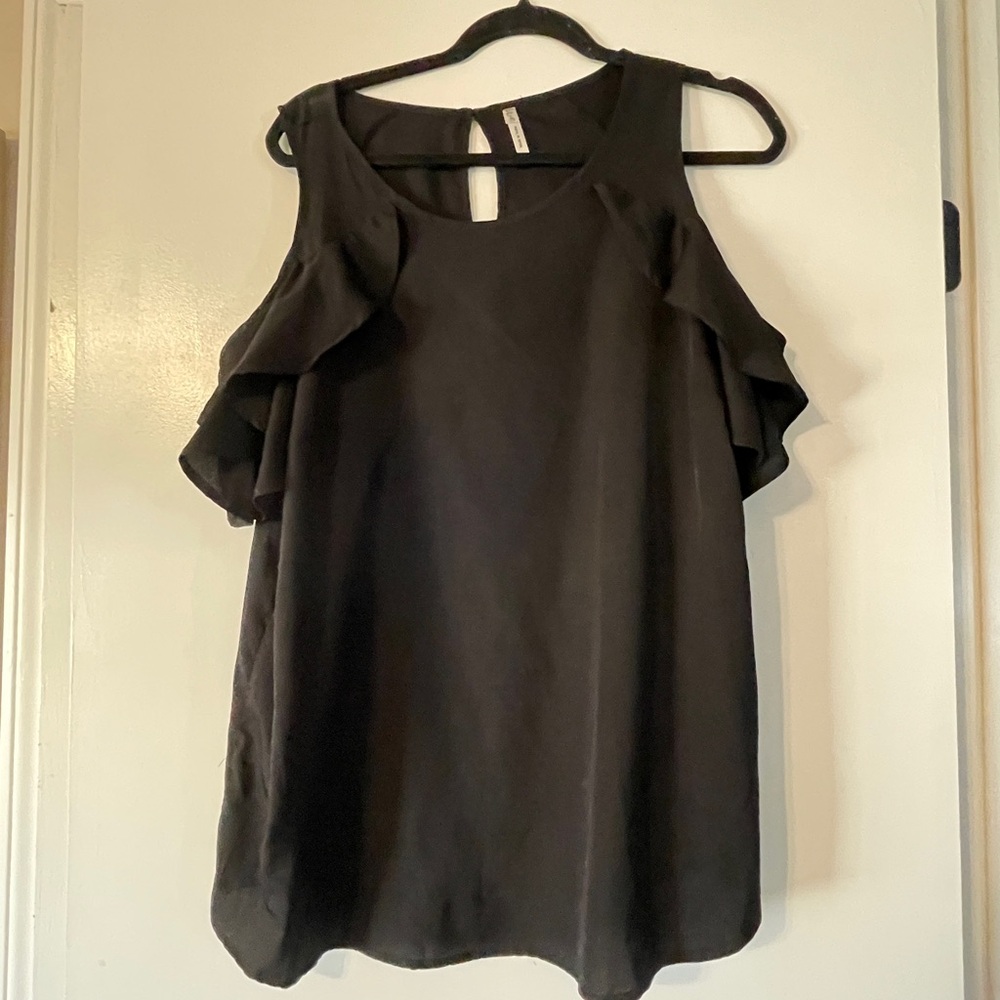 Live 4 Truth Black Ruffle Sleeve Blouse